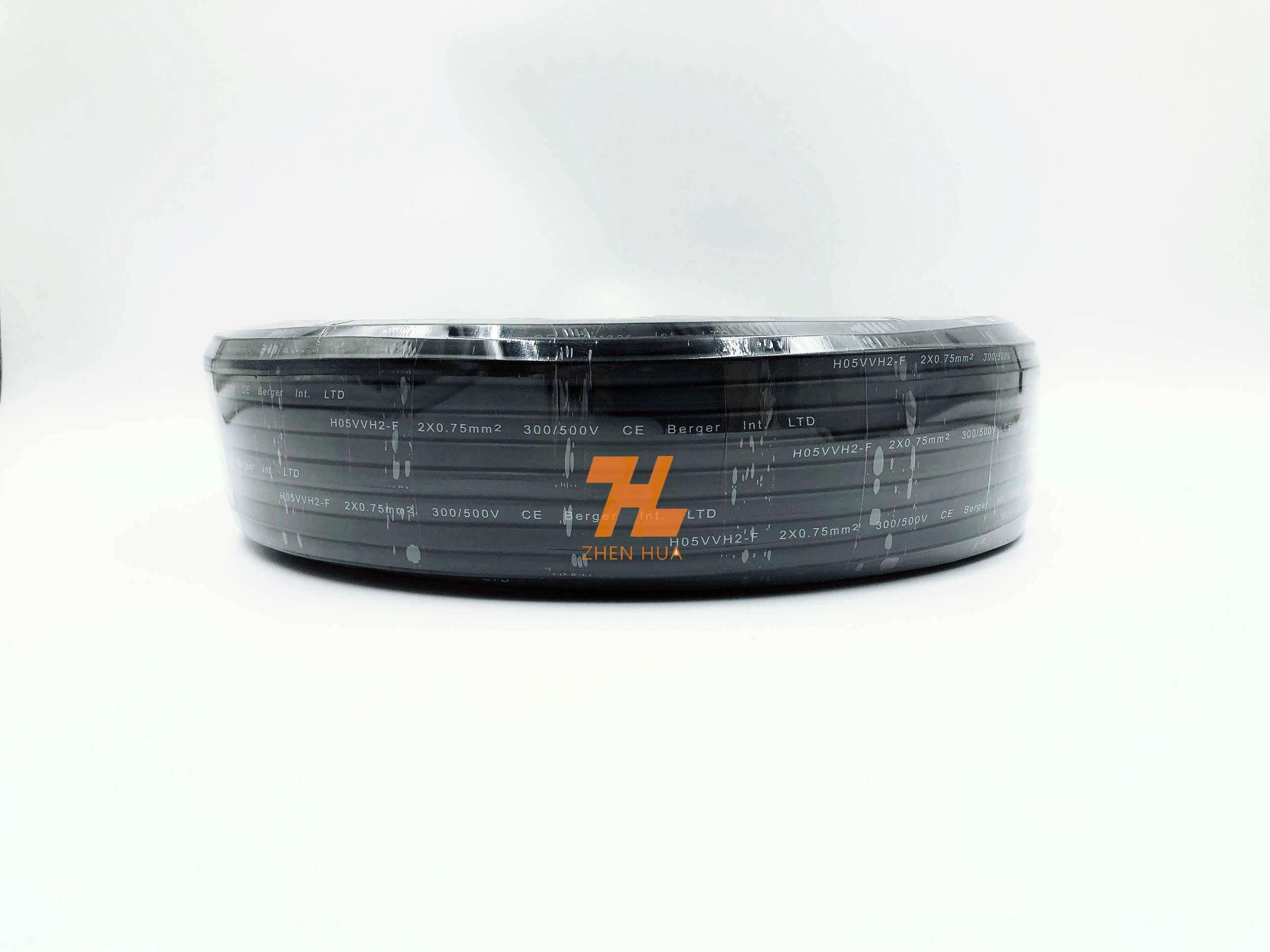 Two core flat black electrical cable